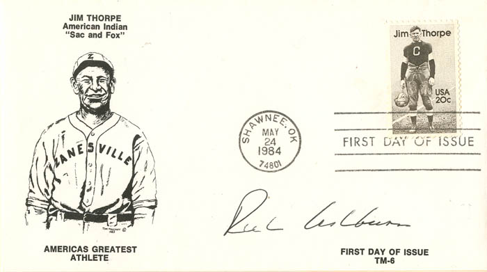 Jim Thorpe envelope signed by Richie Ashburn